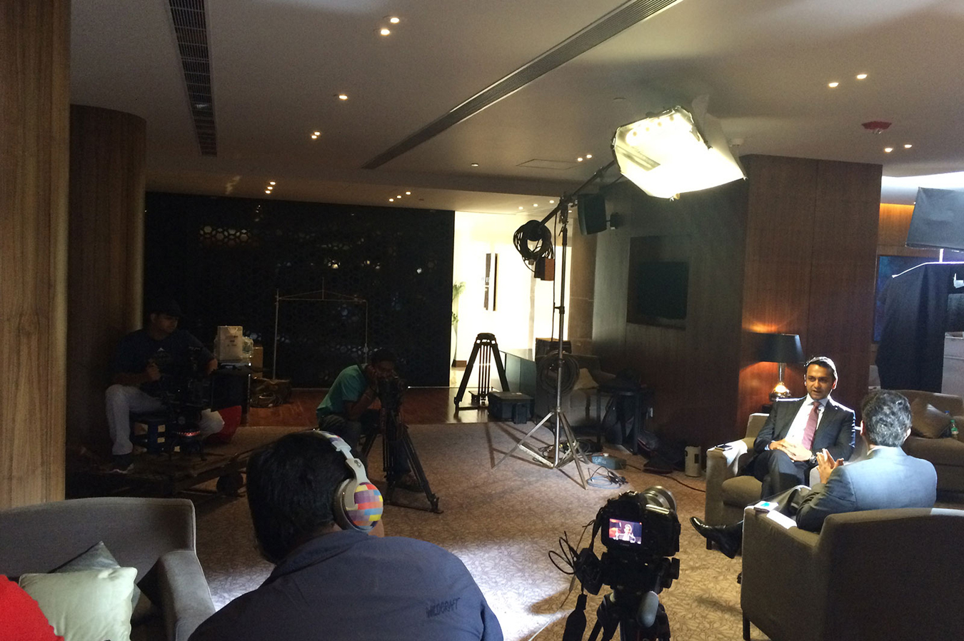 Filming interview